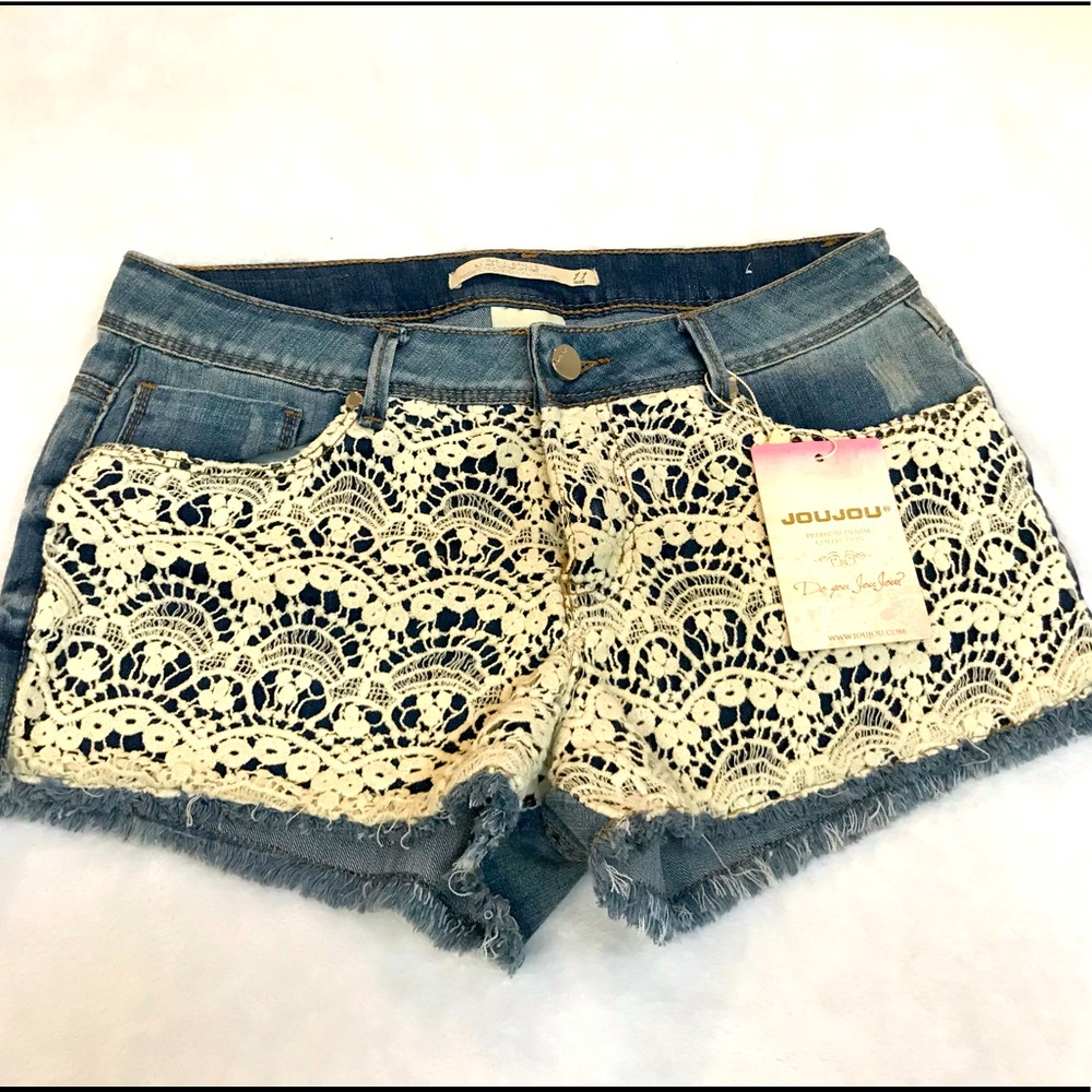 JouJou NWT Crochet Front Cut Offs 11